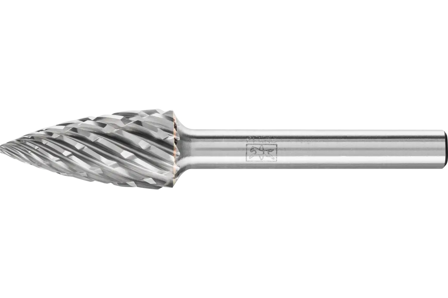 Picture of Pferd Carbide Bur SG-5 Pointed Tree Shape Steel Cut 1/2" x 1" x 1/4" Shank